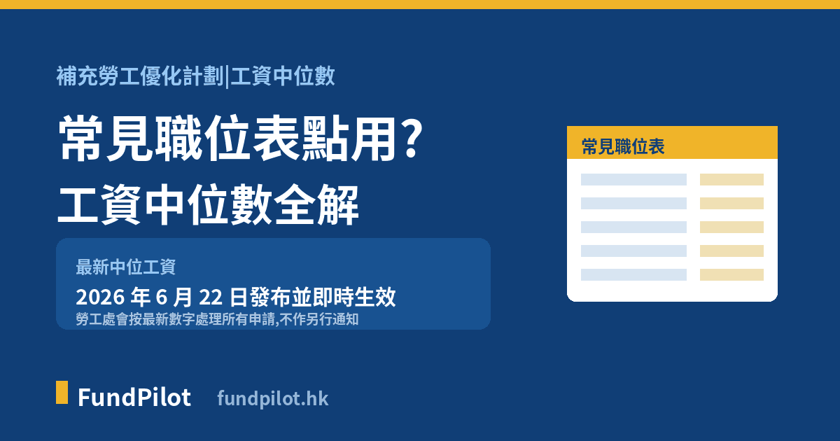 補充勞工優化計劃 ESLS 常見職位表+工資中位數點用